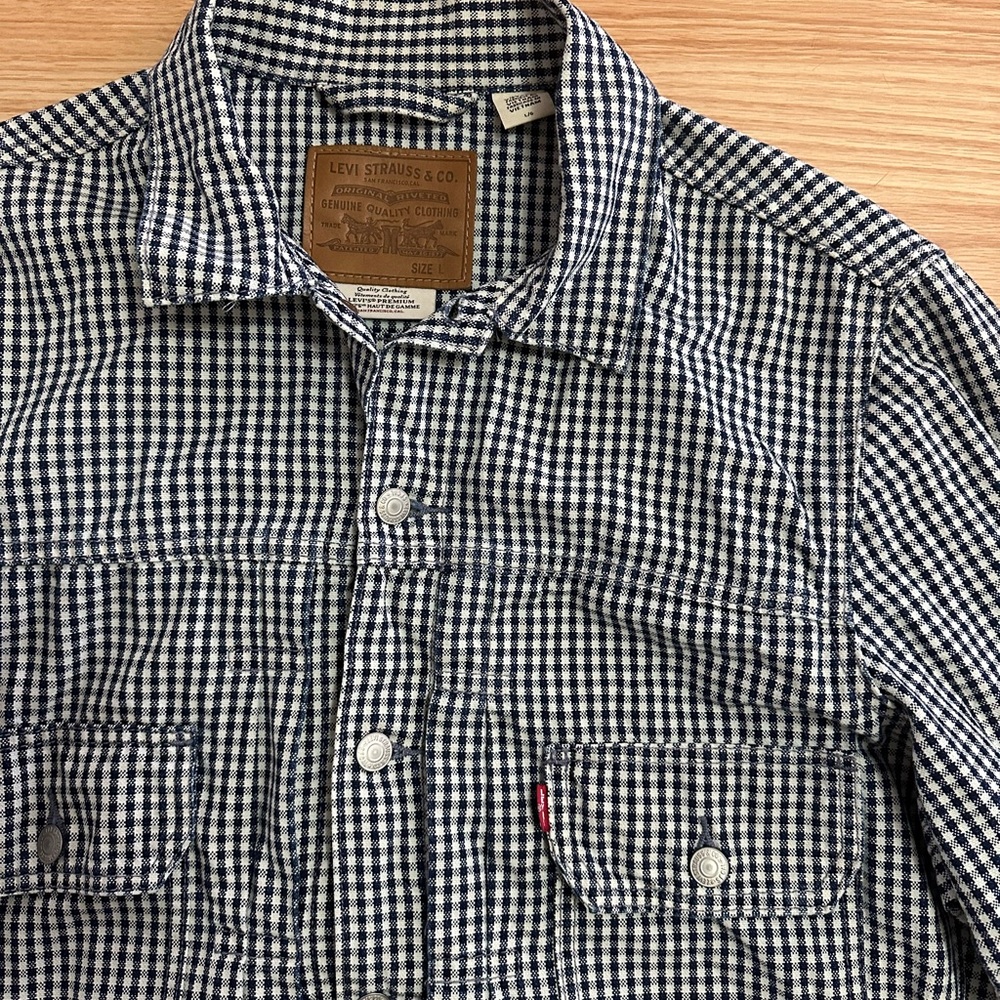 Levi's Black and White Gingham Jacket Oversized Dit